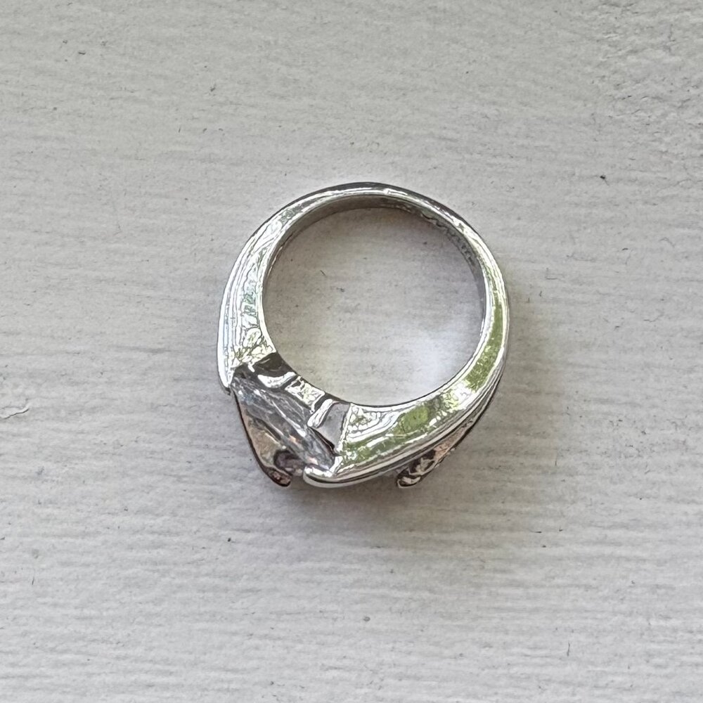 Clear Crystals Silvertone Ring By Lia Sophia, Siz… - image 3